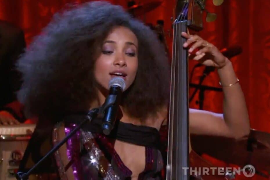 Photo of Esperanza Spalding at the White House performing with Music Director Crispin Cioe